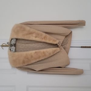 Berhard Altman sweater s cashmere w mink collar. Vintage